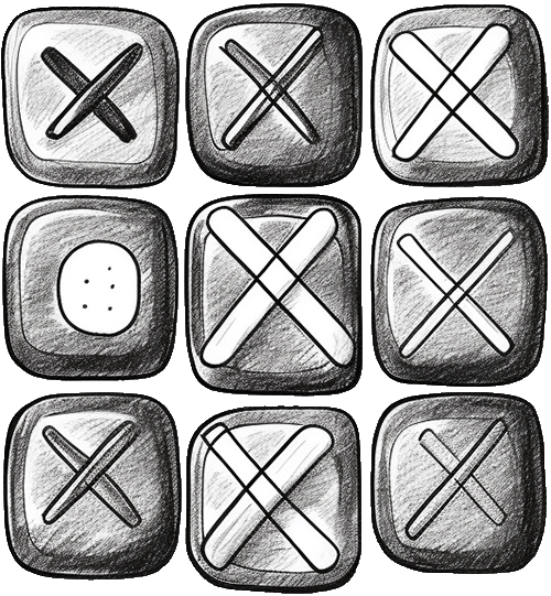 Hand drawn tic-tac-toe game